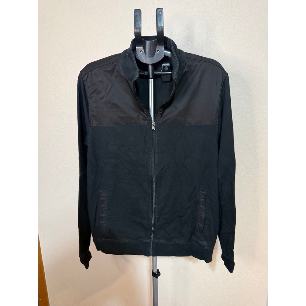 Michael Kors Mens Mixed Media Full Zip Track Jacket Black XL RN 111818